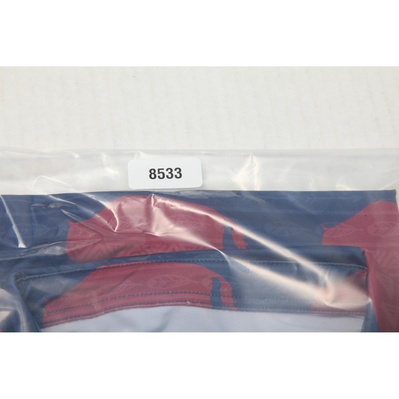 Waggle Polo Shirt Mens Small Blue Buffalo Allover Print Golf Performance Stretch - Picture 10 of 10